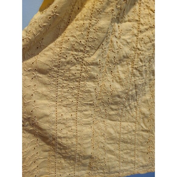 New Old Navy Yellow Eyelet Embroidered Short Puff Sleeve Relaxed Fit Top 3X - Picture 4 of 8